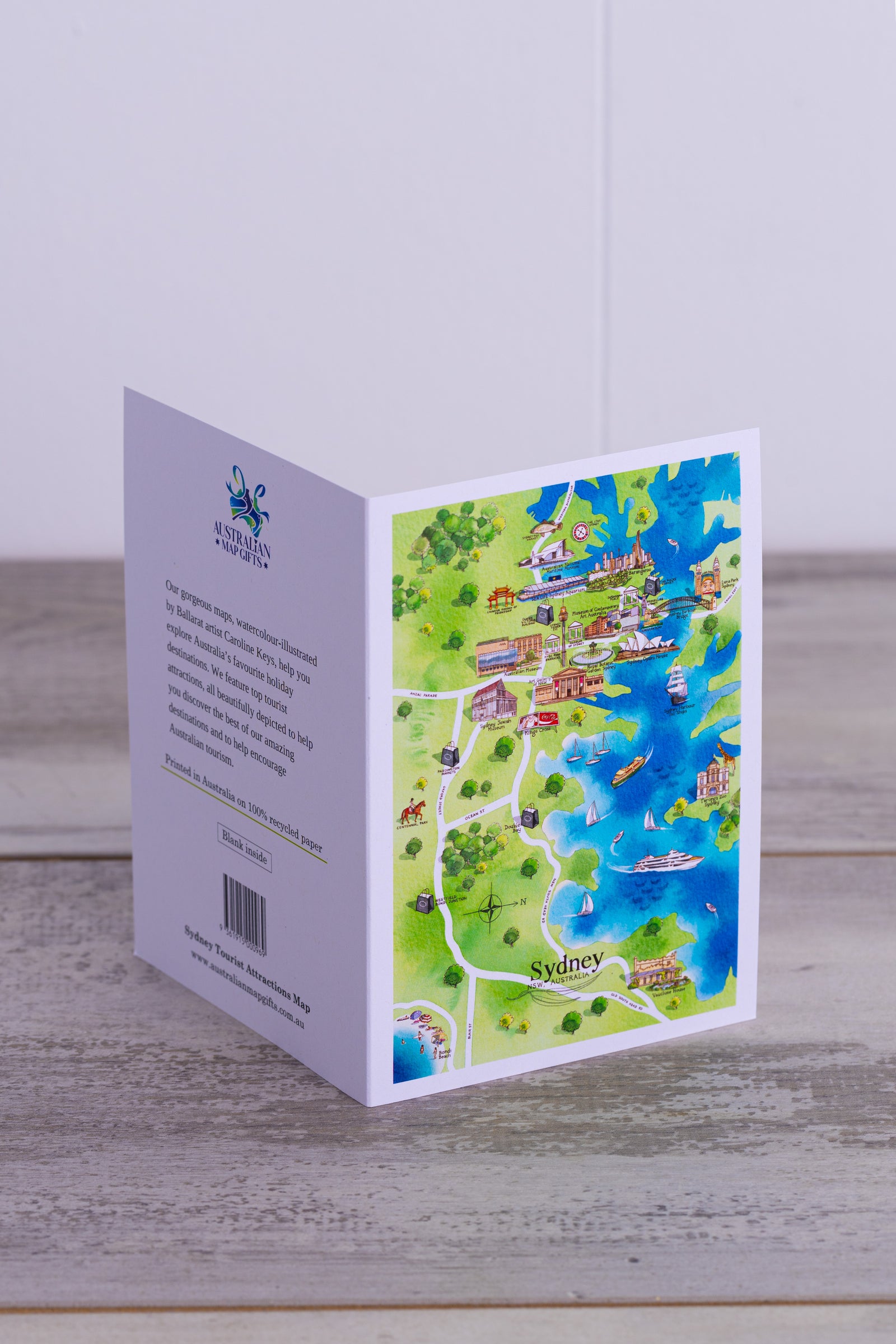 Sydney Tourist Greeting Card Attractions Map A6