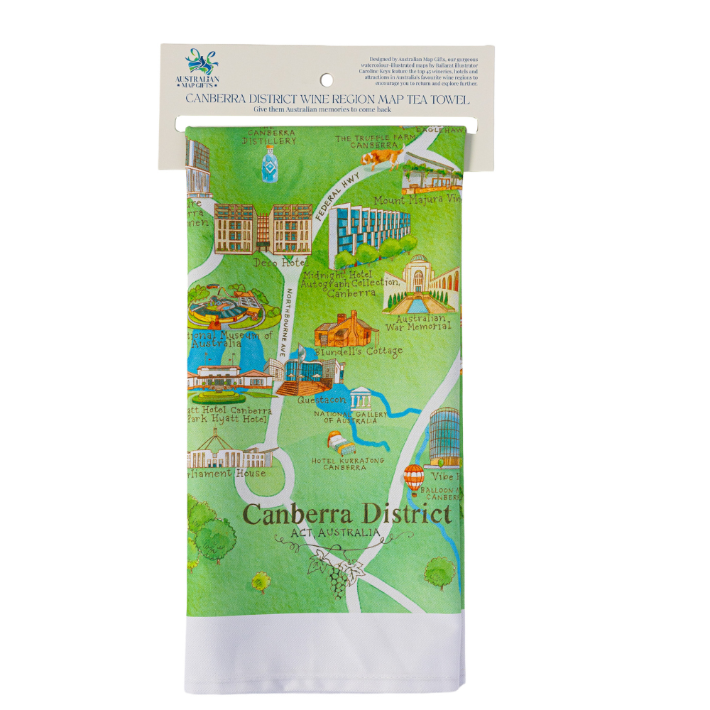 Canberra District 1.0 wine region tea towel retail ready