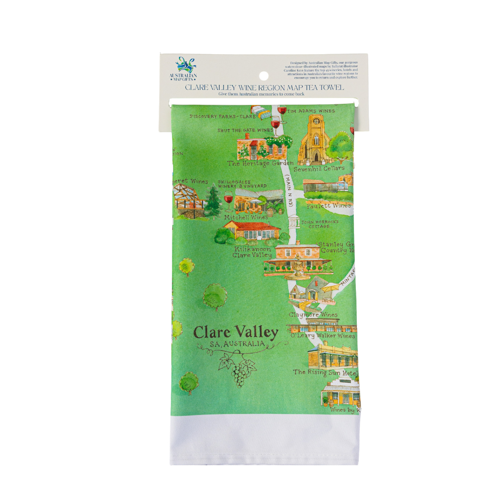 Clare Valley 1.0 wine region tea towel retail ready
