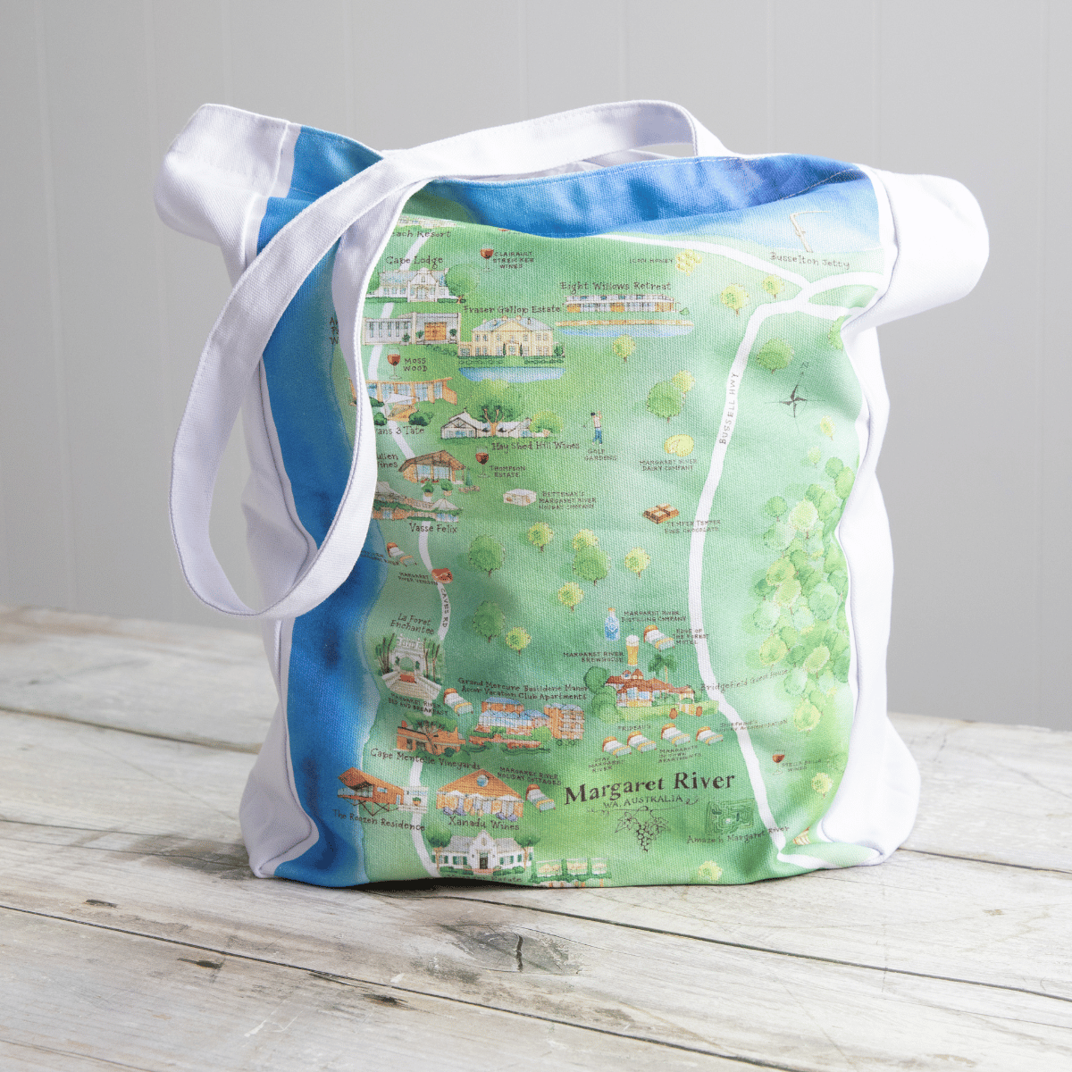 The perfect canvas tote bag for friends or family who live in or love the Margaret River WA