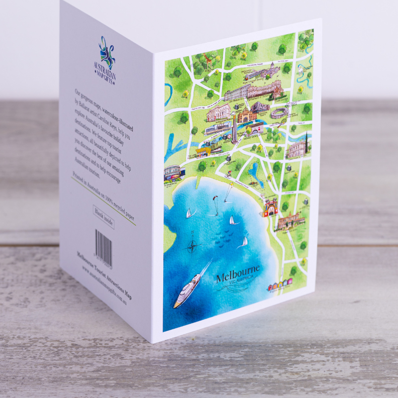 Melbourne Greeting Card Tourist Attractions Map A6