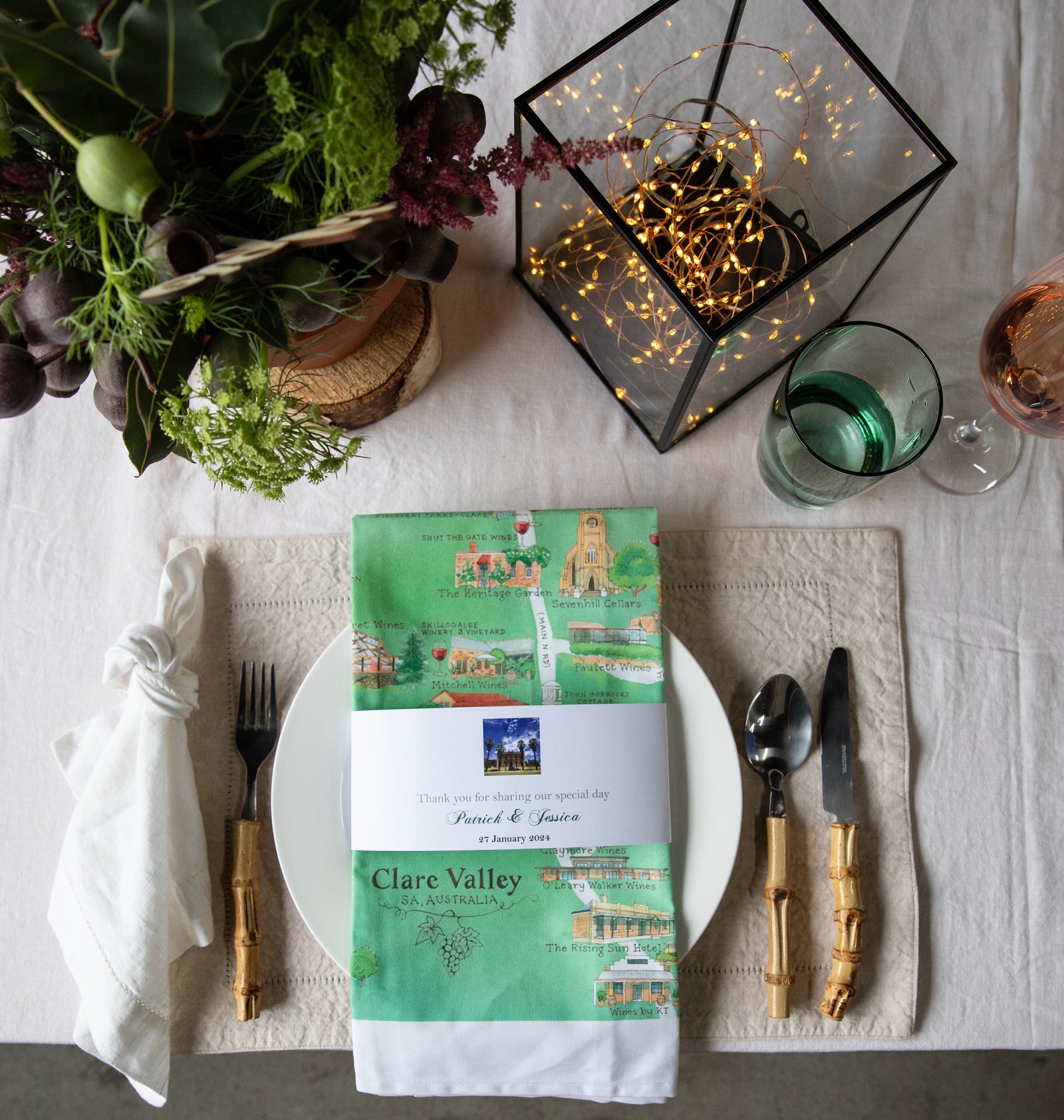 * Custom Logo Belly Band Tea Towel Set of 100