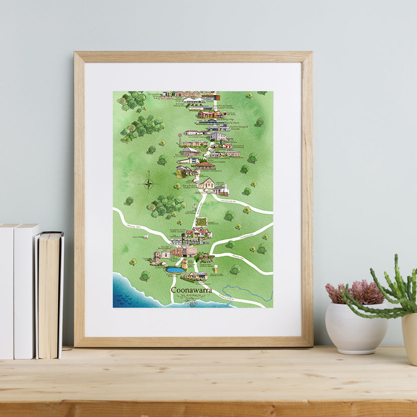 Coonawarra A3 Unframed Print Wine Region Map