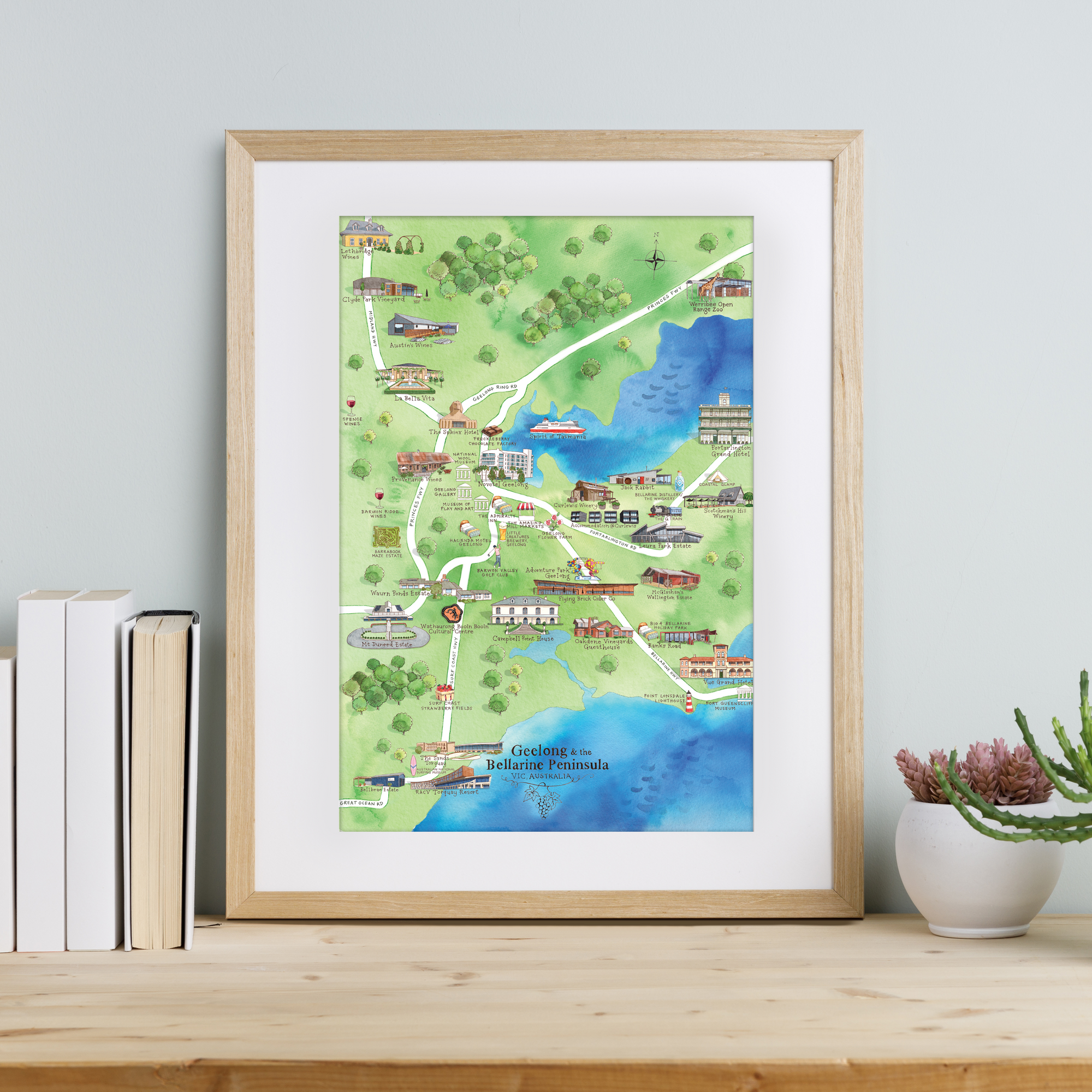 Geelong & the Bellarine Peninsula 2.0 wine region map A3-size print