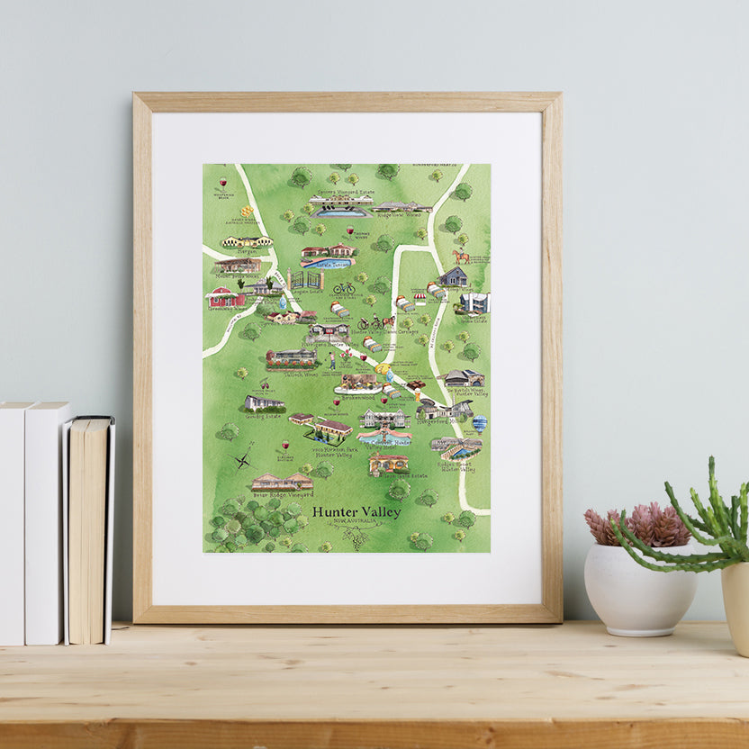 Hunter Valley 2.0 A3 Unframed Print Wine Region Map