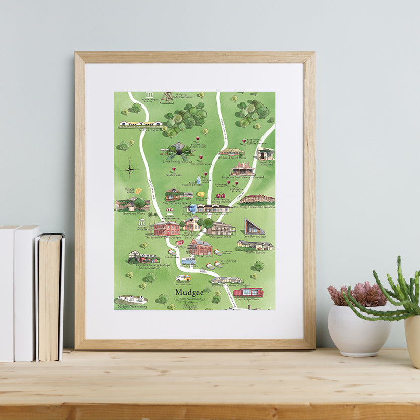 Mudgee 2.0 A3 Unframed Print Wine Region Map