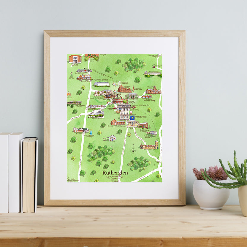 Rutherglen 1.0 A3 Unframed Print Wine Region Map