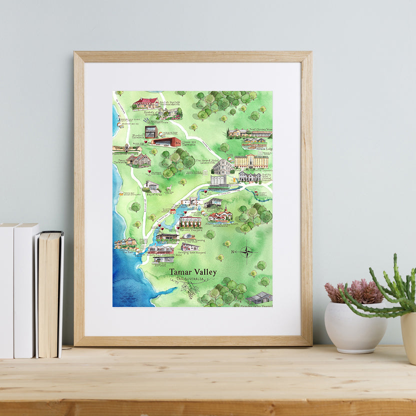 Tamar Valley 1.0 A3 Unframed Print Wine Region Map