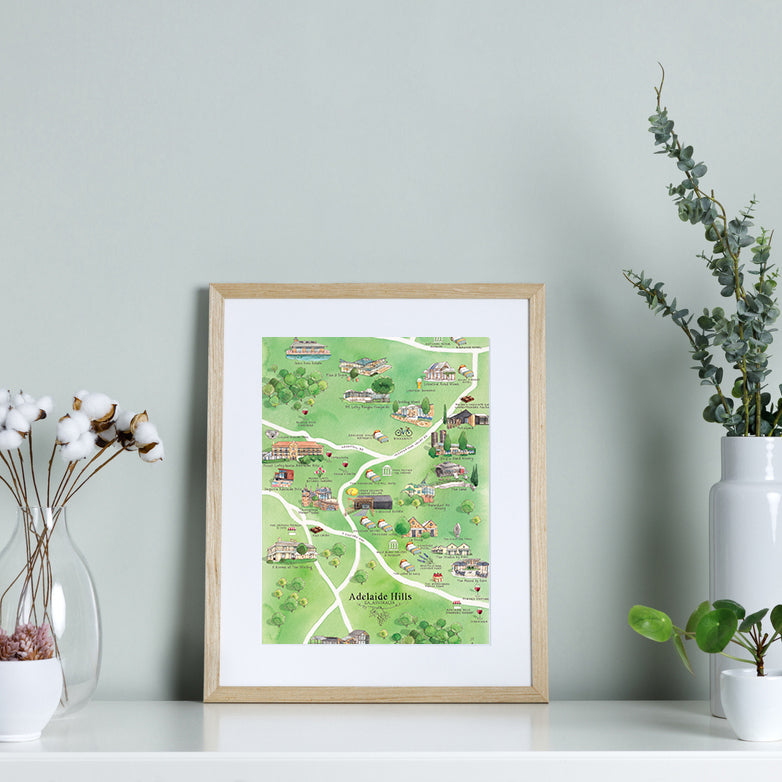 Adelaide Hills 2.0 A4 Unframed Print Wine Region Map
