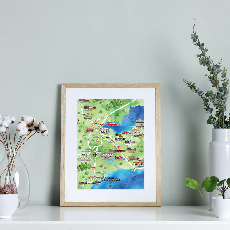 Geelong & the Bellarine Peninsula 1.0 A4 Unframed Print Wine Region Map