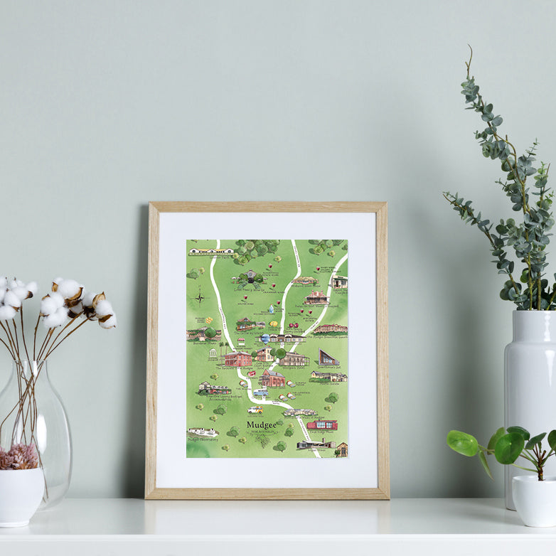 Mudgee 2.0 A4 Unframed Print Wine Region Map