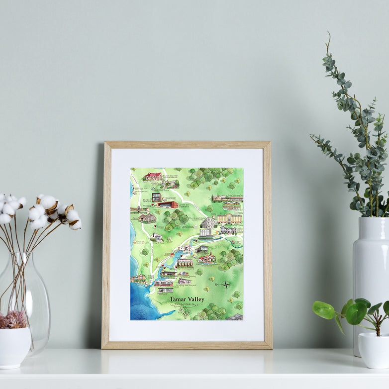 Tamar Valley 1.0 A4 Unframed Print Wine Region Map