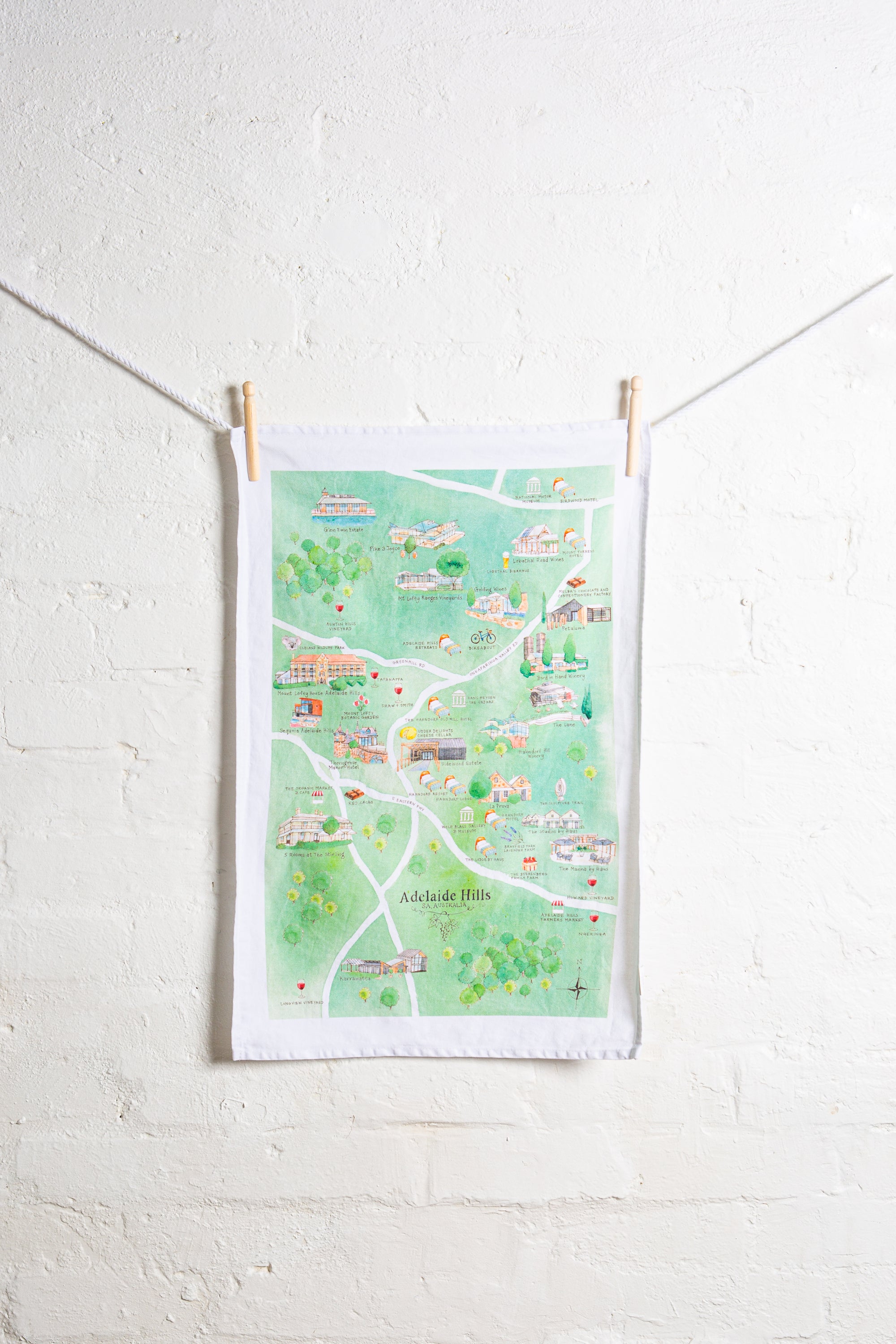 Adelaide Hills 2.0 Tea Towel Wine Region Map