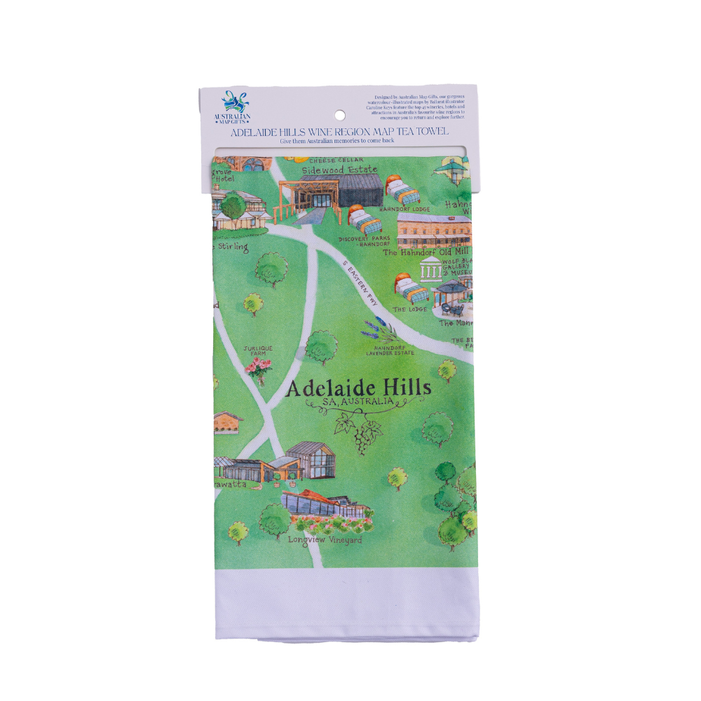 Adelaide Hills 3.0 tea towel header tag deep etch
