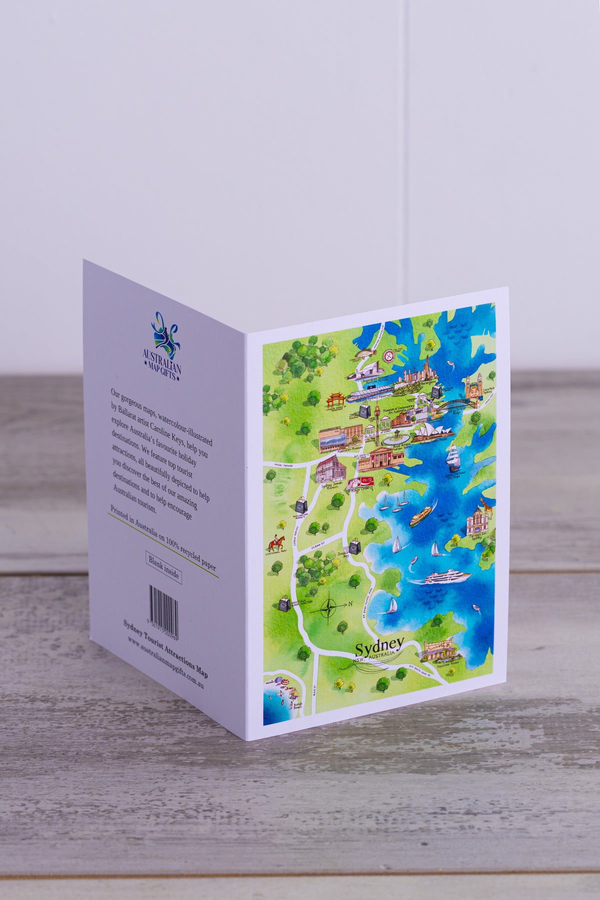 Sydney Tourist Greeting Card Attractions Map A6
