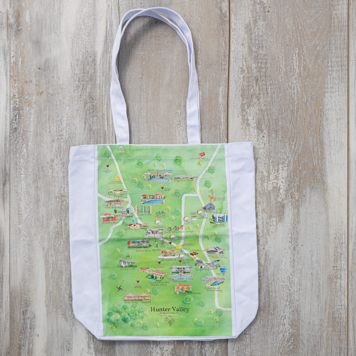 Australian Map Gifts canvas Hunter Valley 3.0  tote bag flat lay