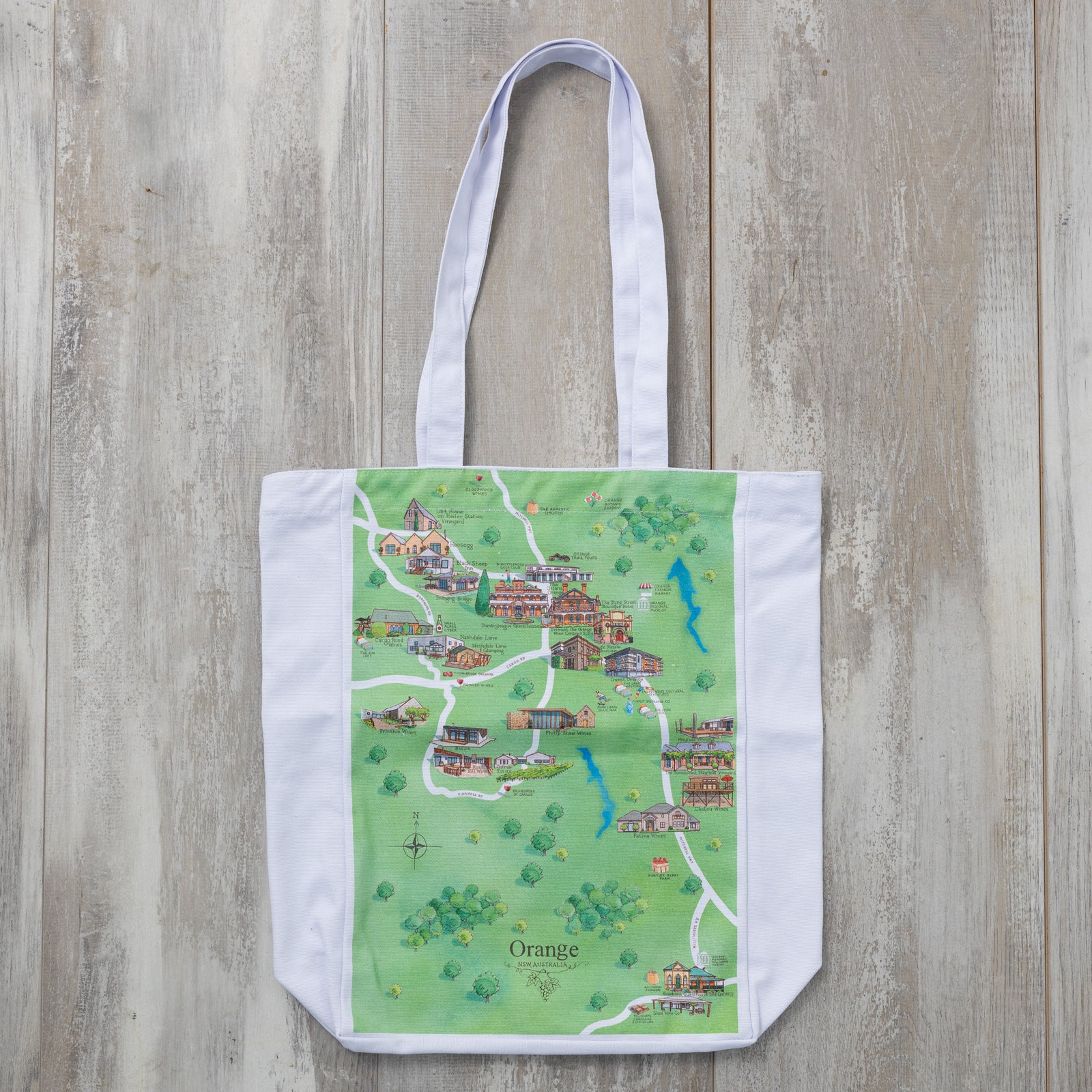 Australian Map Gifts canvas Orange wine region map tote bag flat lay