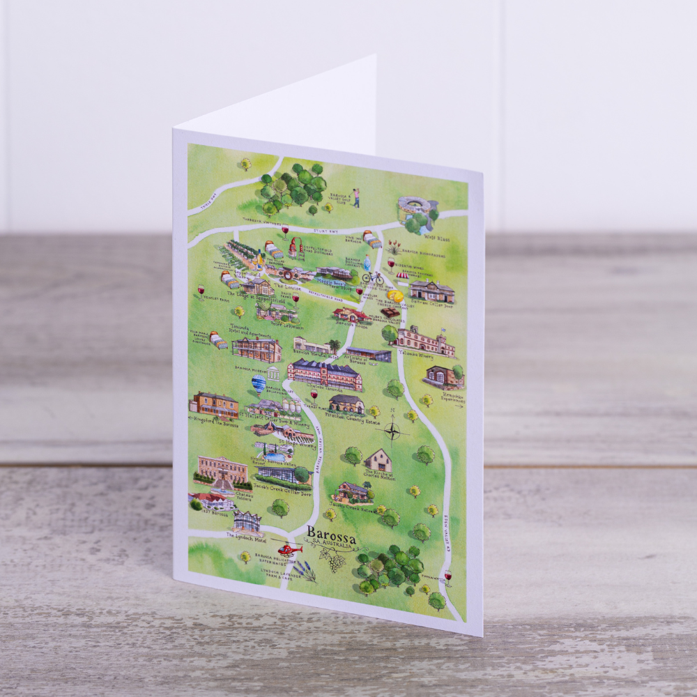 Barossa 2.0 wine region map greeting card