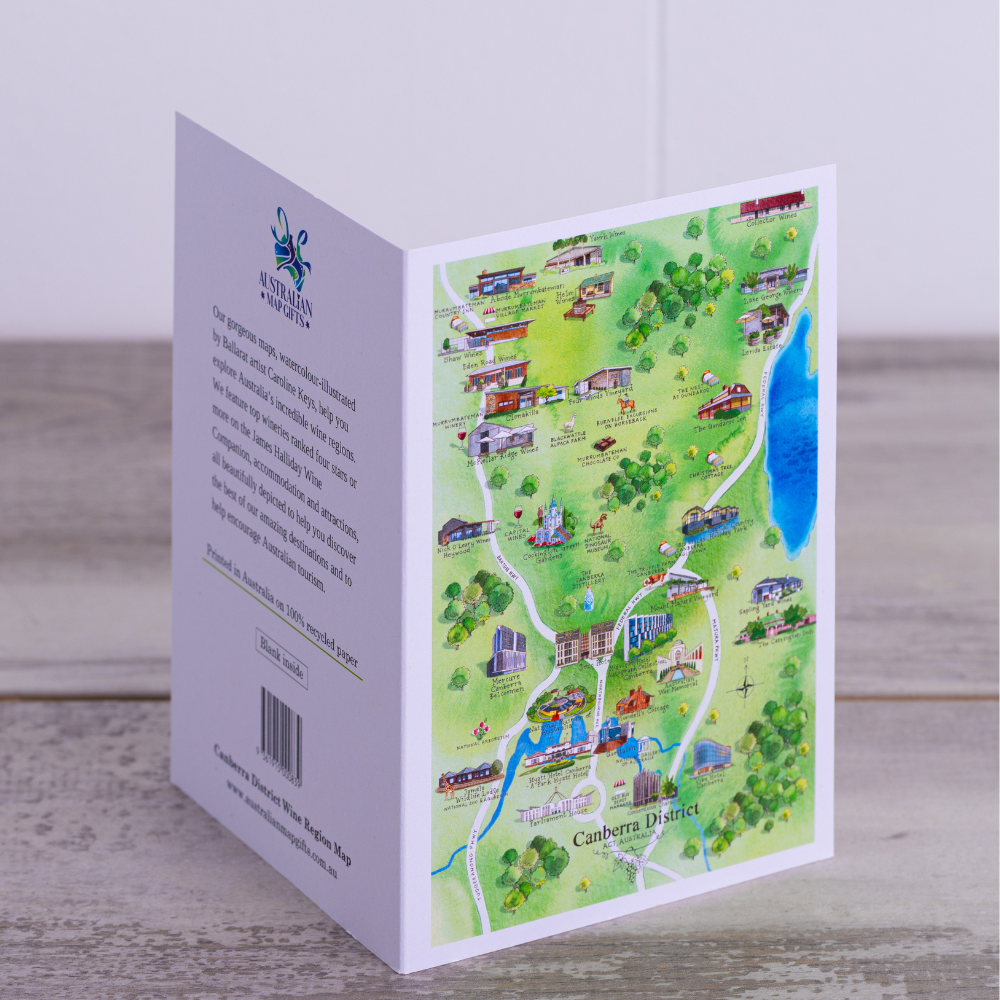 Canberra District 2.0 wine region map greeting card