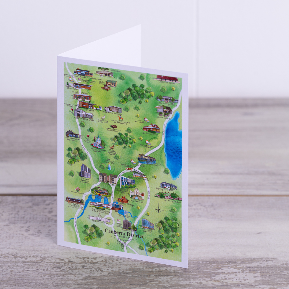 Canberra District 2.0 wine region map greeting card