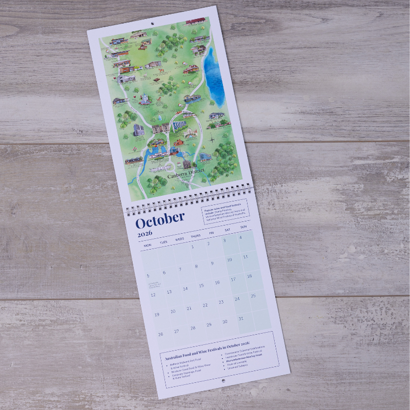 Australian Food & Wine Festivals Calendar January 2026-March 2027 showcasing Canberra District