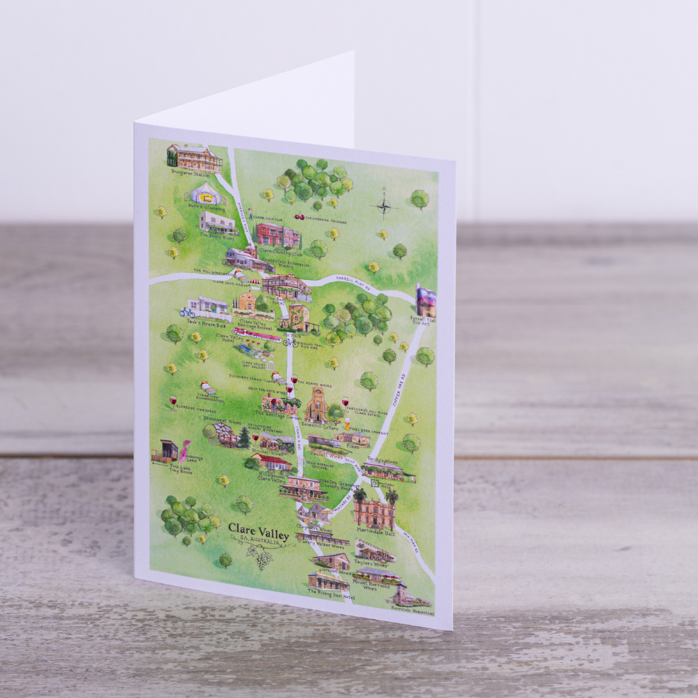 Clare Valley 2.0 wine region map greeting card