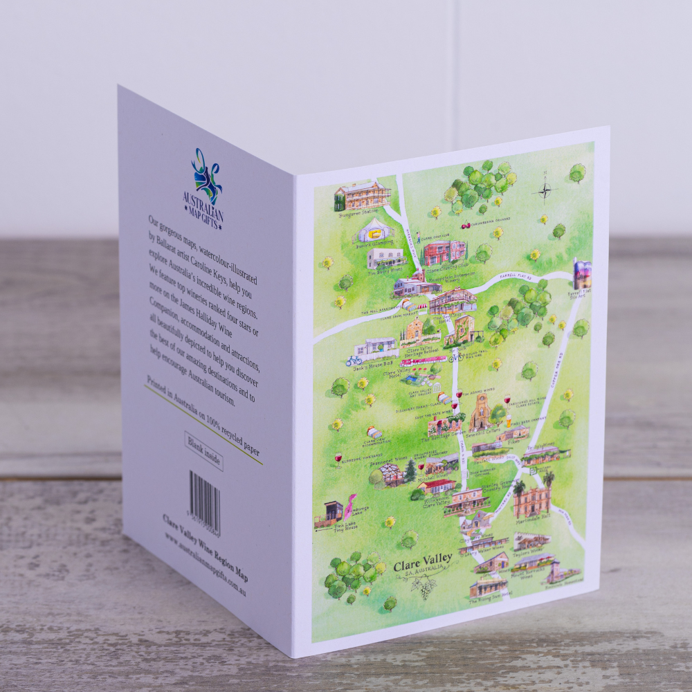 Clare Valley 2.0 wine region map greeting card