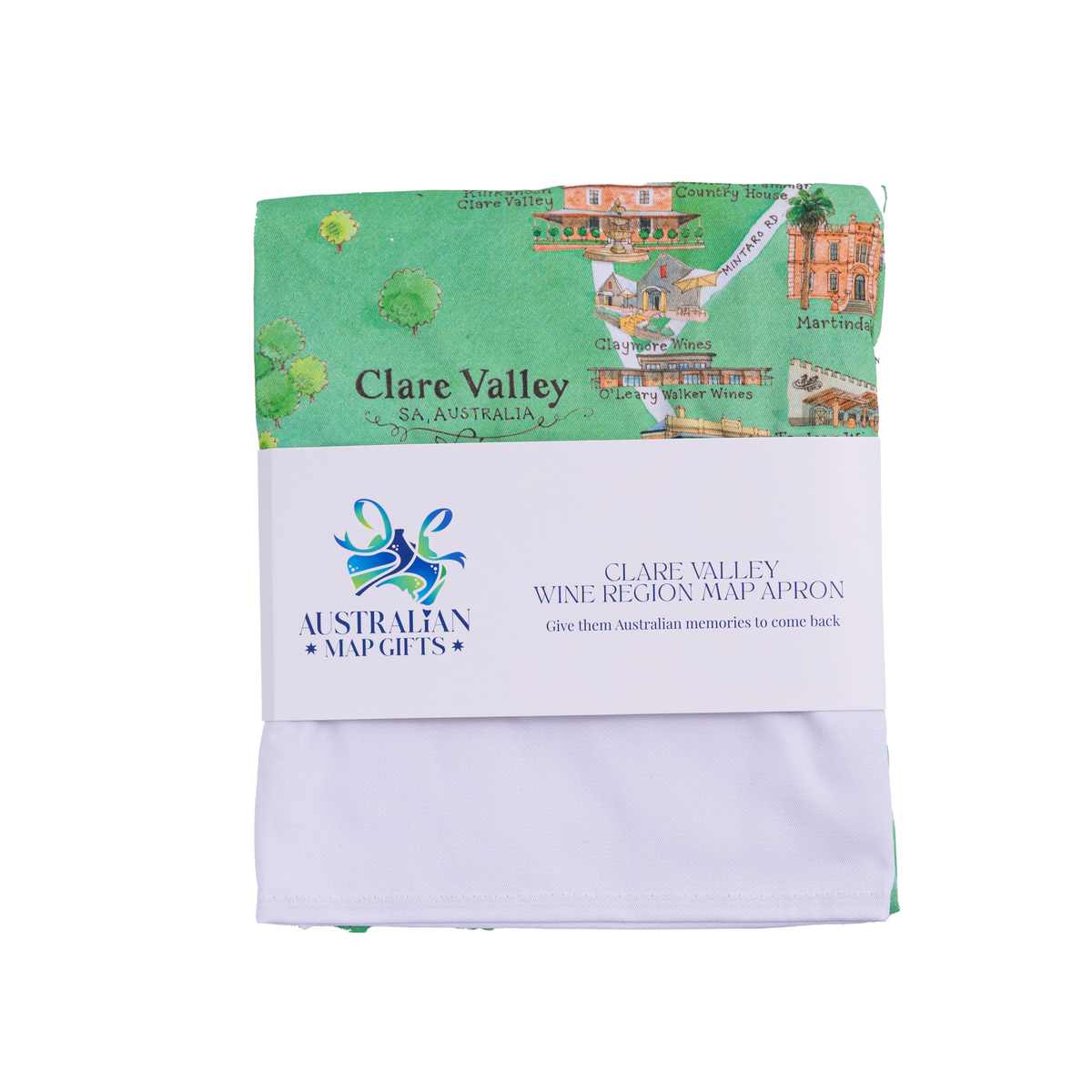 Clare Valley wine region map apron in packaging