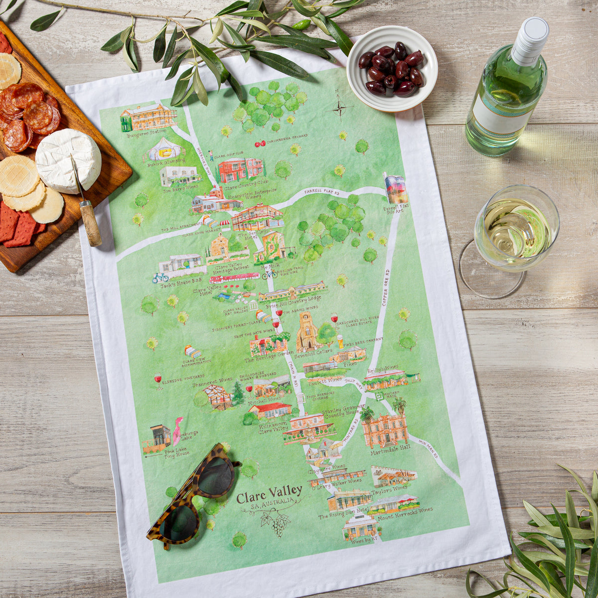 Clare Valley wine region map styled