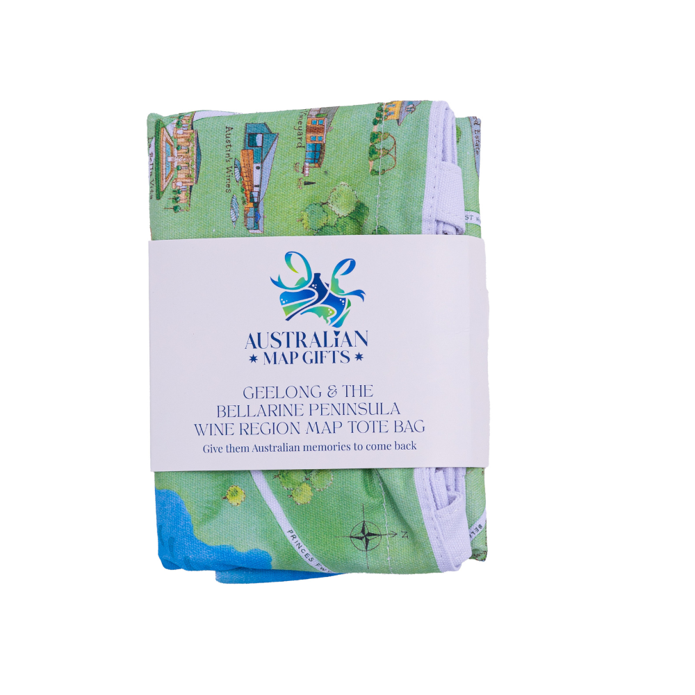 Australian Map Gifts canvas Geelong & the Bellarine Peninsula 2.0 tote bag package deep etch