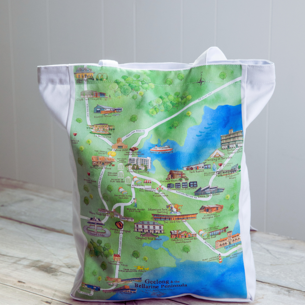 The perfect canvas tote bag for friends or family who live in or love Geelong & the Bellarine Peninsula