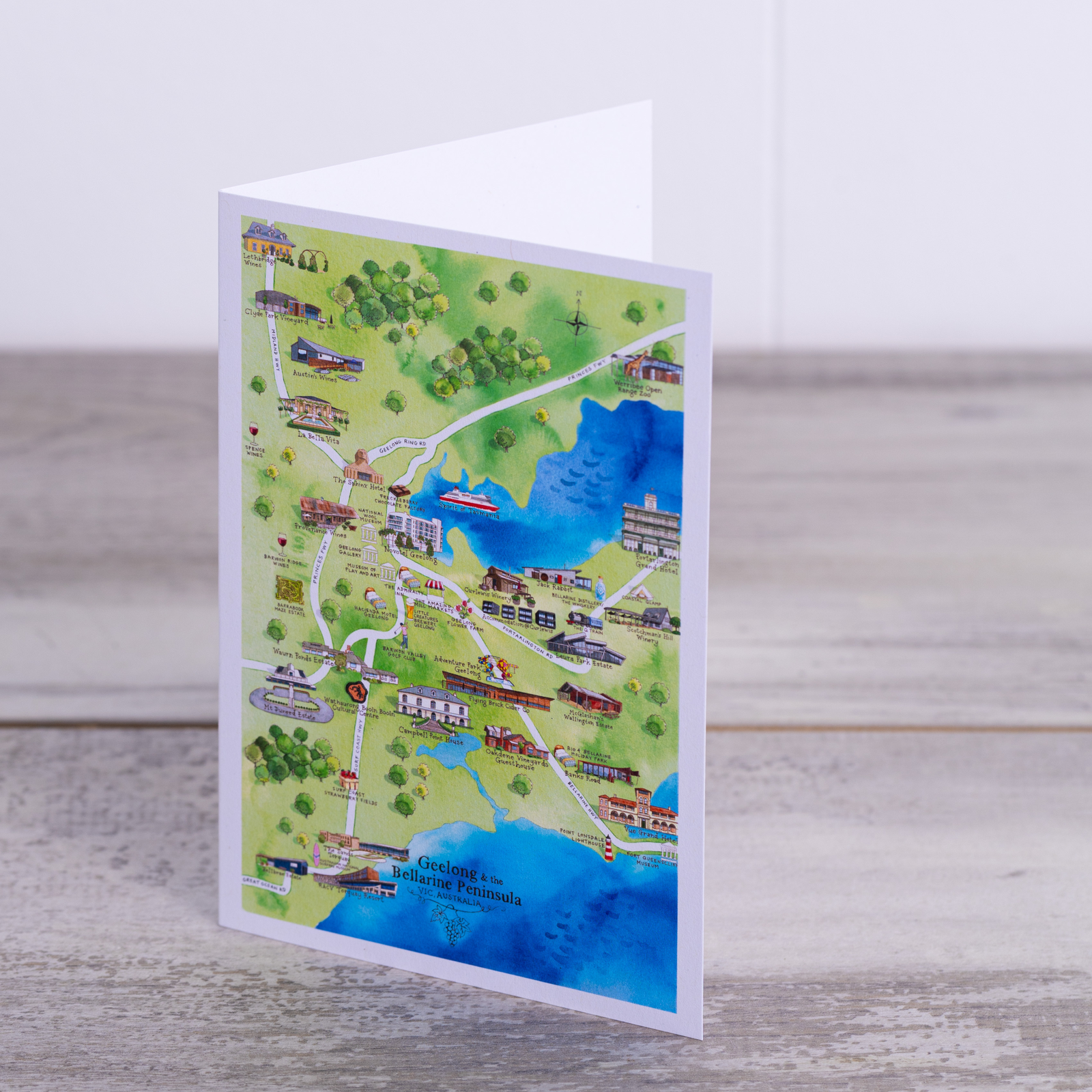 Geelong_the_Bellarine_Peninsula_wine_region_map_greeting_card_front_cover
