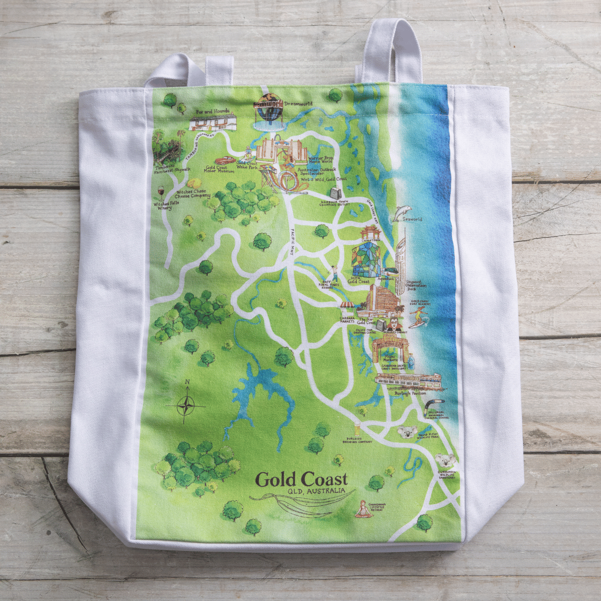 The perfect canvas tote bag for friends or family who live in or love the Gold Coast QLD