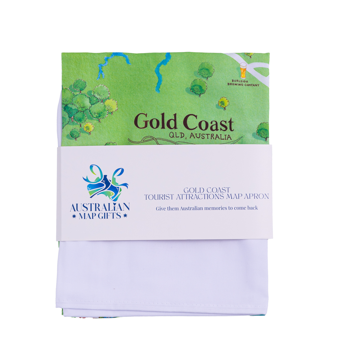 Gold Coast tourist attractions map apron in packaging