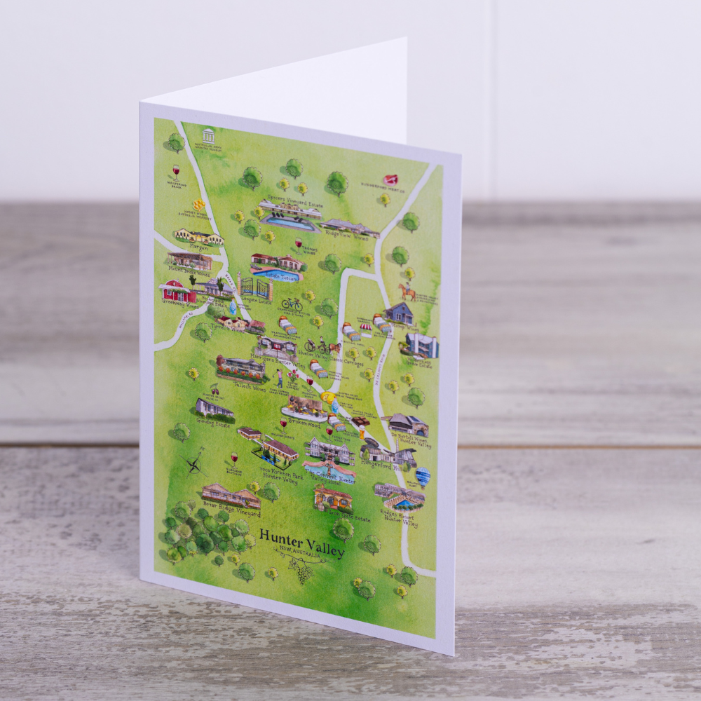 Hunter Valley 3.0 wine region map greeting card front