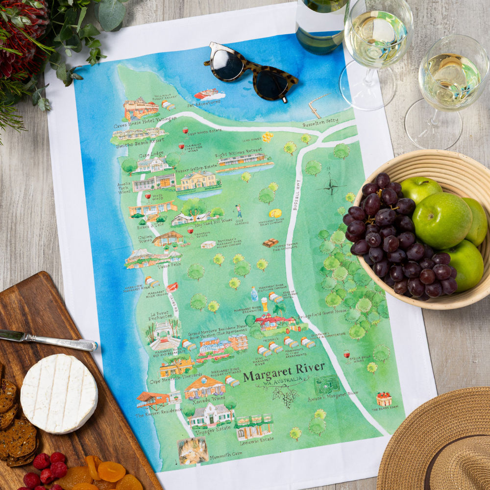 Margaret River wine region tea towel
