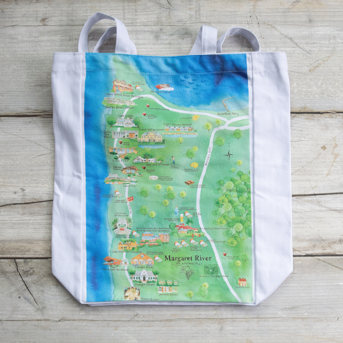 The perfect canvas tote bag for friends or family who live in or love the Margaret River WA