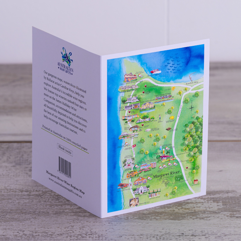 Margaret River Greeting Card Wine Region Map A6