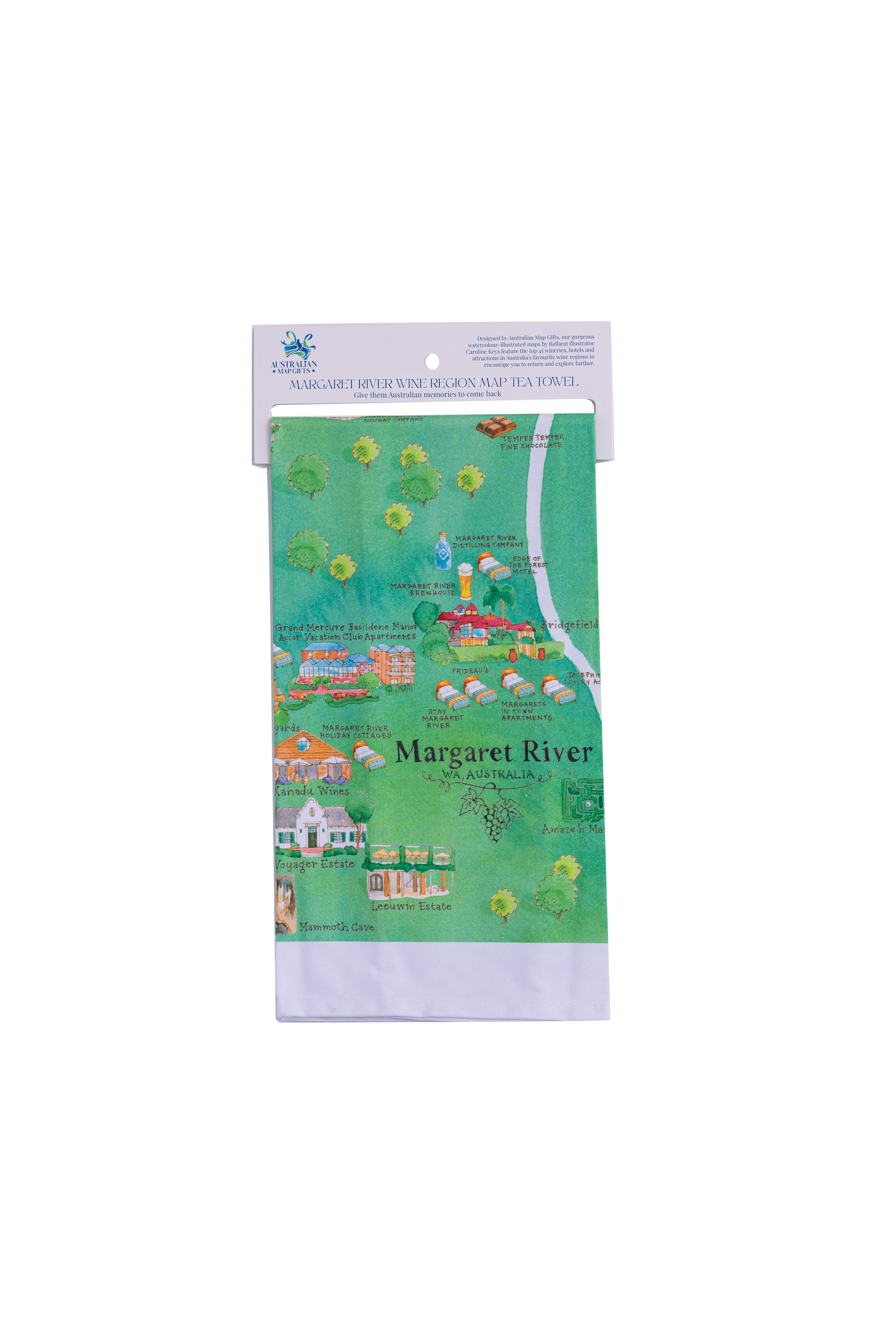 Margaret River Tea Towel Wine Region Map