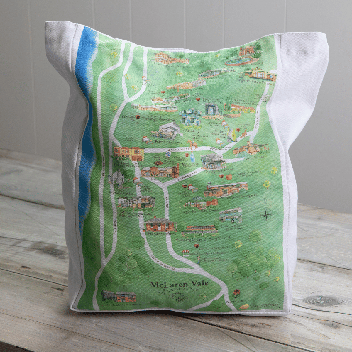 McLaren Vale Tote Bag Wine Region Map