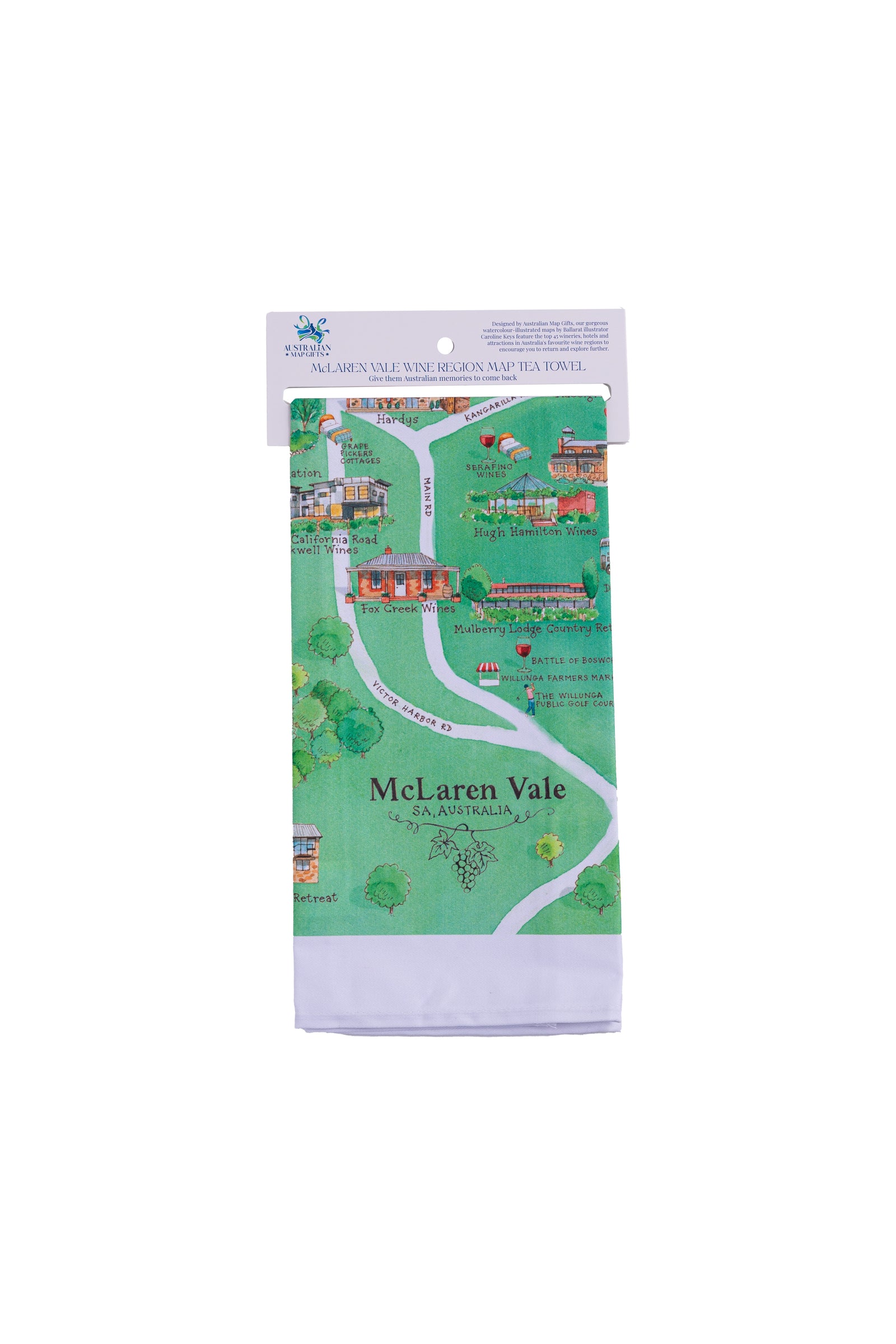 Tea Towel McLaren Vale Wine Region Map