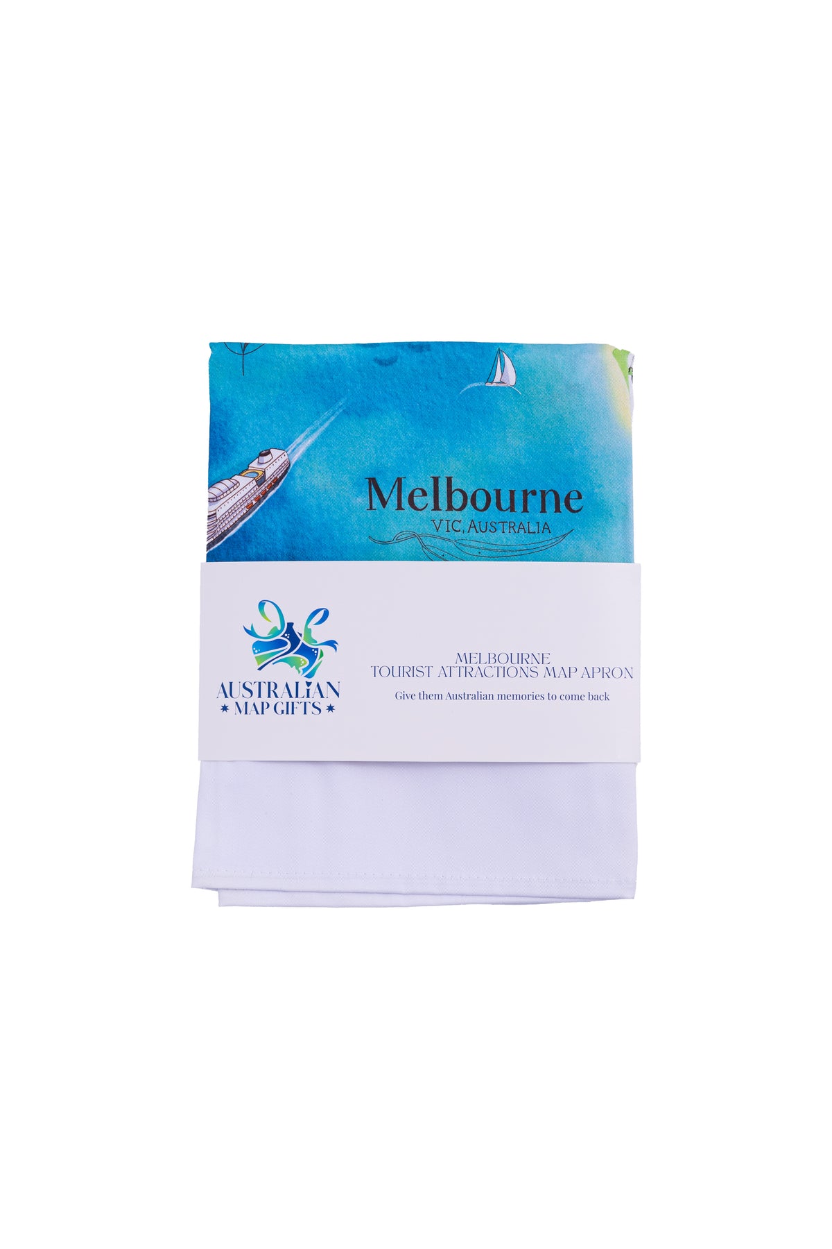 Melbourne tourist attractions map apron in packaging