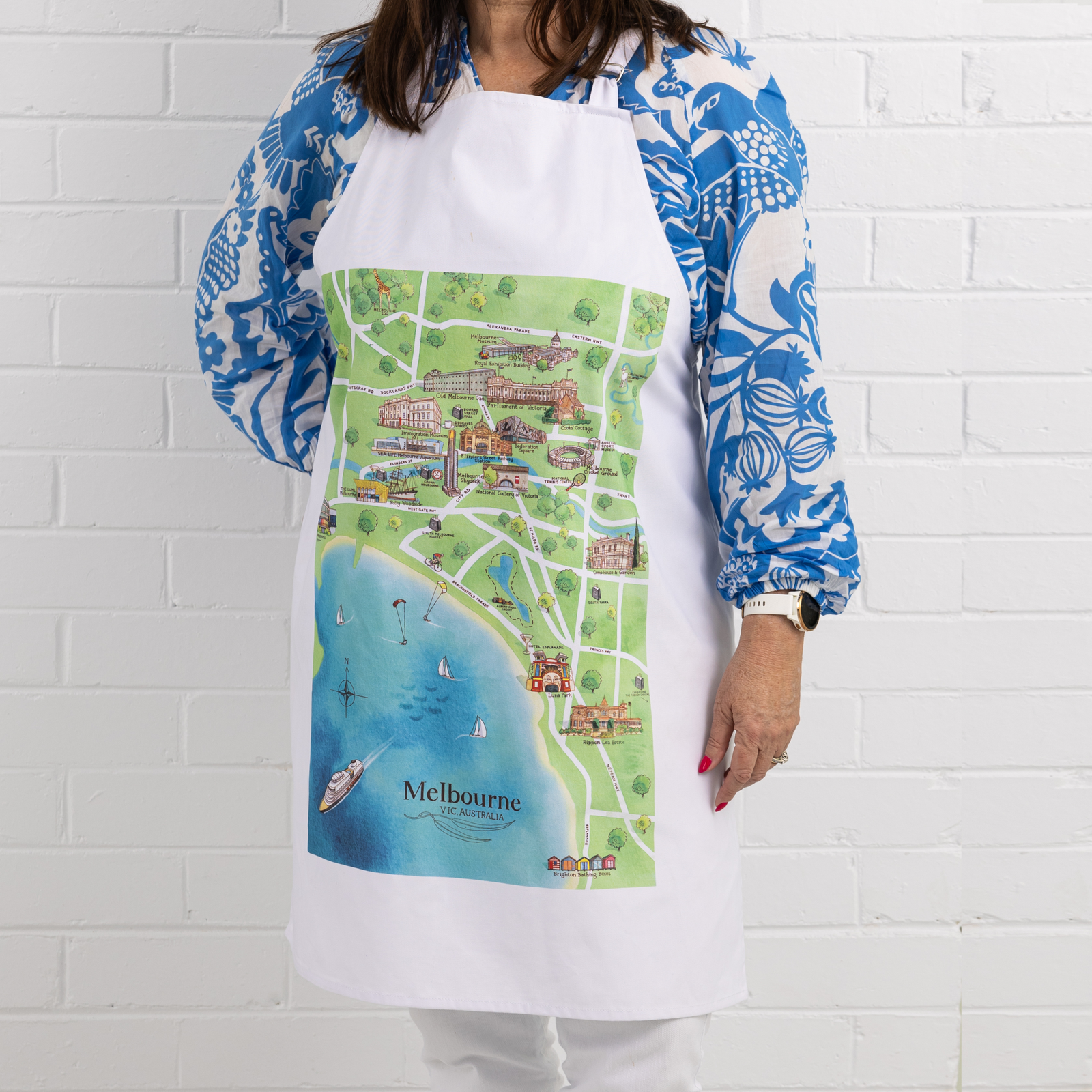 Melbourne tourist attractions map apron on model