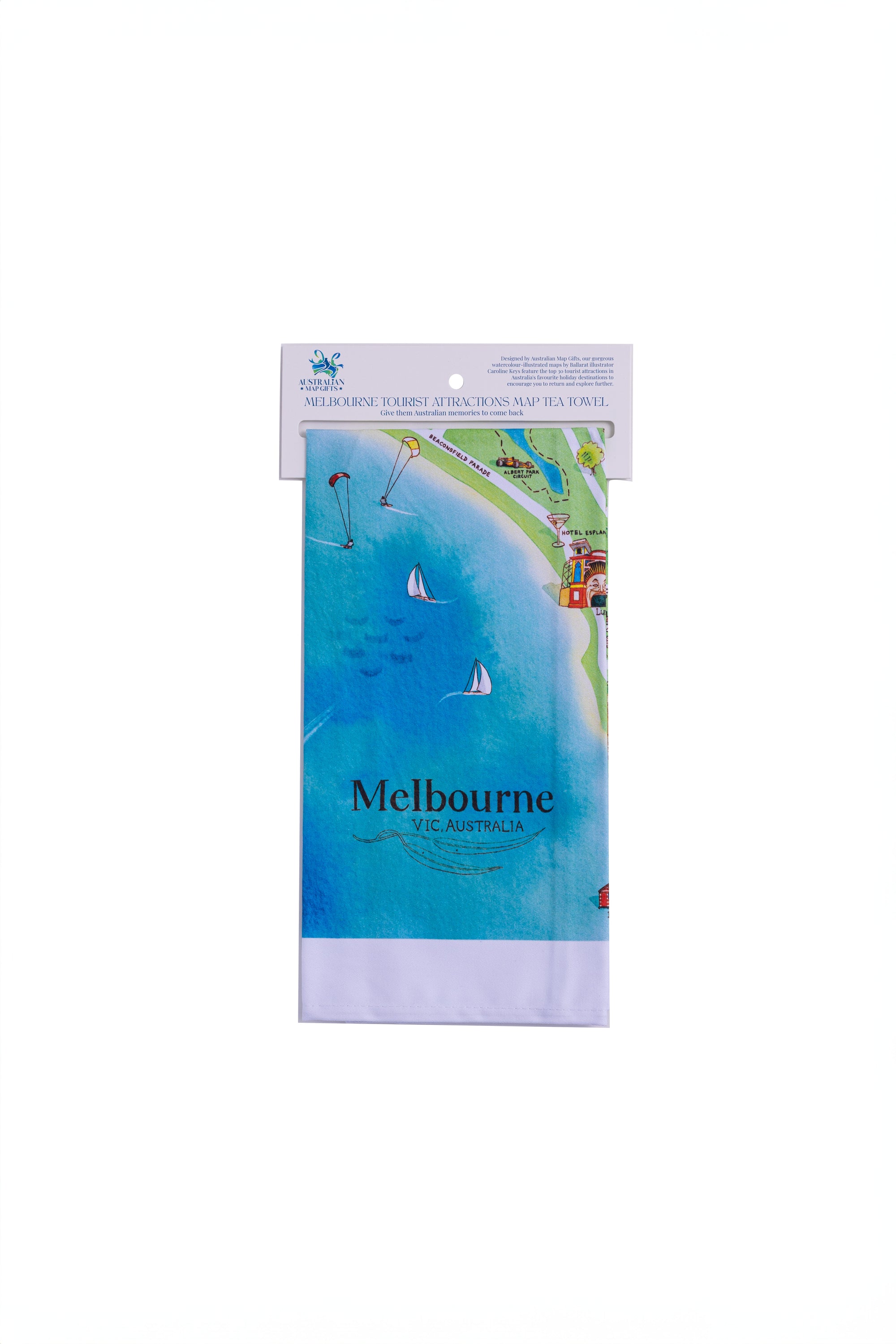 Melbourne Tea Towel Tourist Attractions Map
