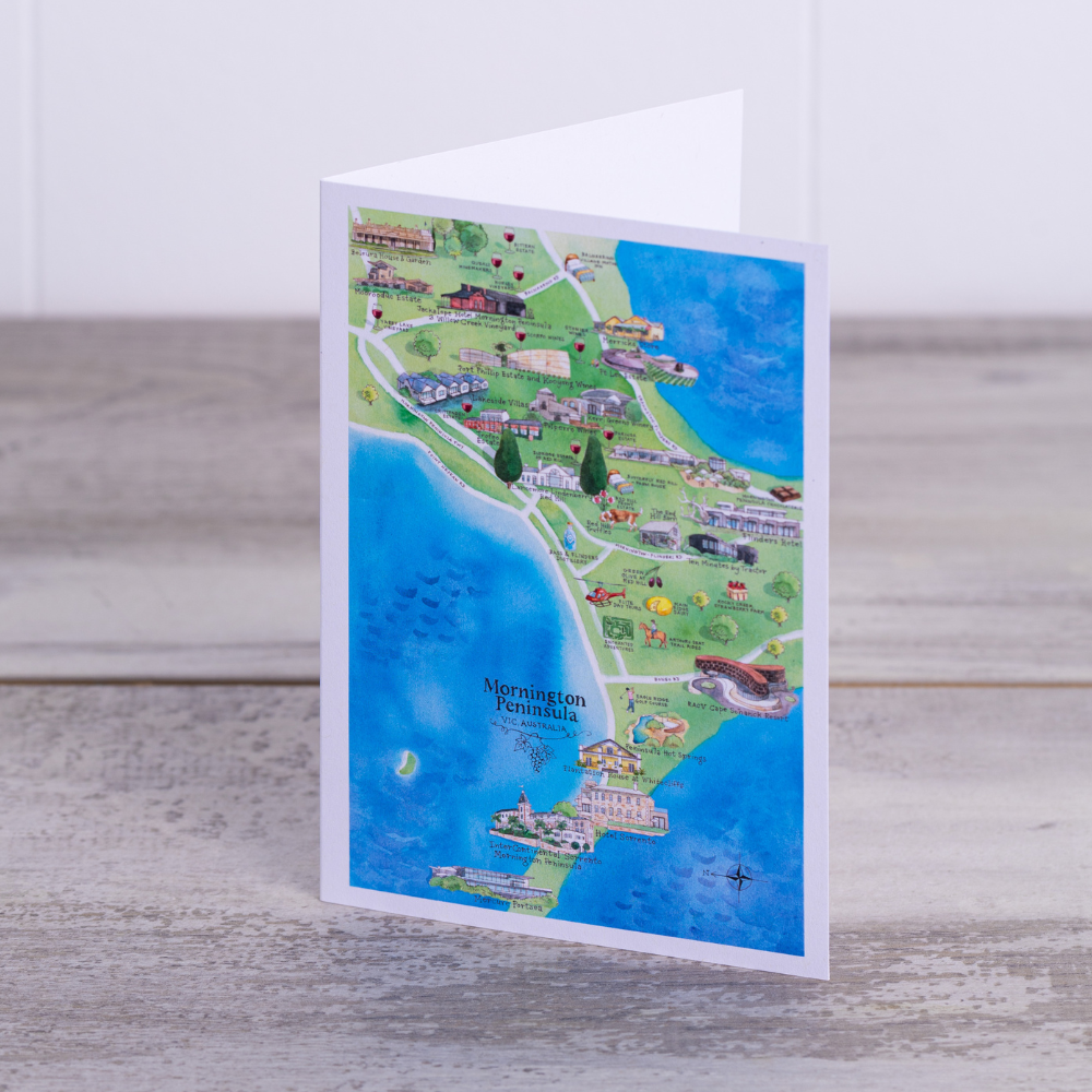 Mornington Peninsula 3.0 wine region map greeting card front