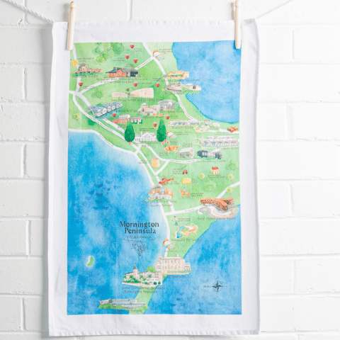 Palatable Tea Towels Mornington Peninsula wine region map tea towel