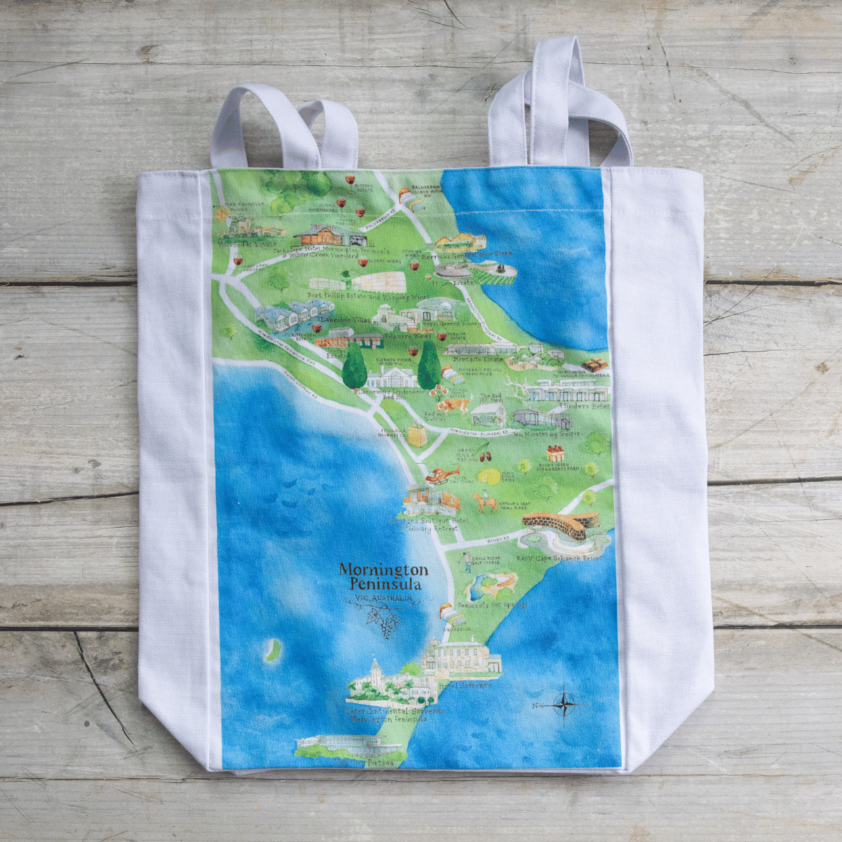 The perfect canvas tote bag for friends or family who live in or love visiting Mornington Peninsula VIC