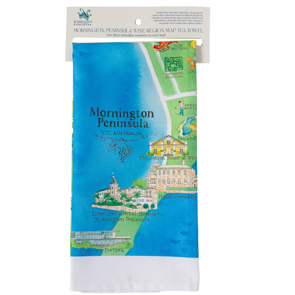 Mornington Peninsula 3.0 wine region map tea towel retail ready