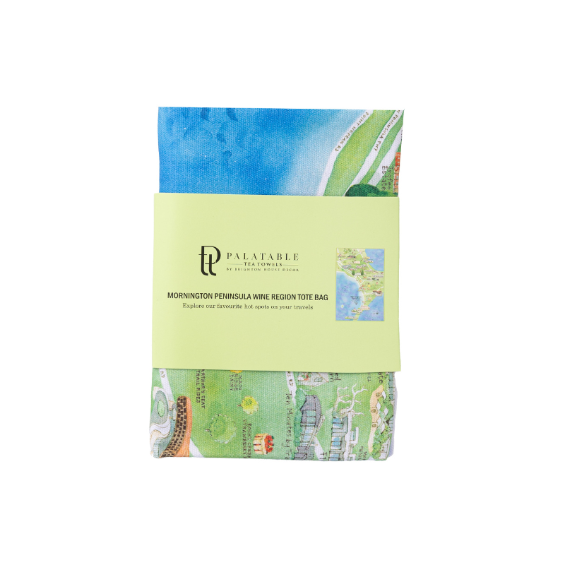 Mornington Peninsula wine region map tote bag in packaging