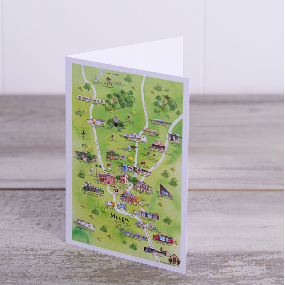 Mudgee 3.0 wine region map greeting card front